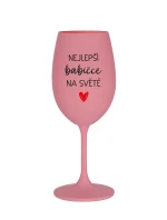 NEJLEPŠÍ BABIČKA NA SVĚTĚ - růžová sklenice na víno 350 ml