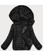 Čierna prešívaná dámska bunda s kapucňou (B0124-1)
