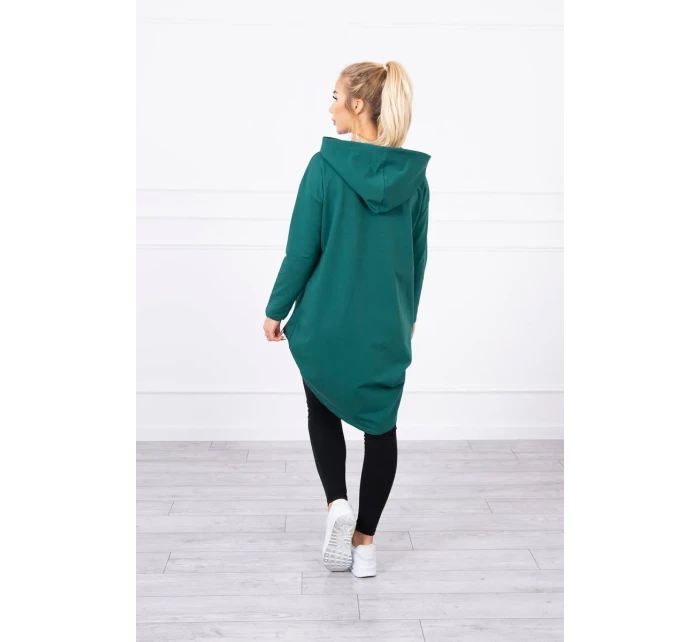 Mikina s kapucňou s dlhým chrbtom zelená