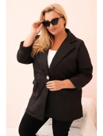 Dámska prešívaná bunda Plus Size s golierom a gombíkom Black