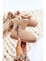 Dziecięce Wsuwane Ocieplane Botki Śniegowce Beżowe Catellie Dziecięce Wsuwane Ocieplane Botki Śniegowce Beżowe Catellie