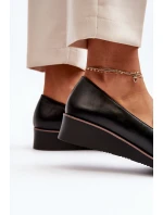Damskie Półbuty Na Koturnie Z Ozdobą Czarne Miliret