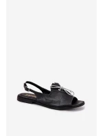 Kožené ploché sandály model 21664449 černé - Zazoo