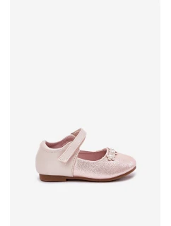 Balerinki Dziecięce Na Rzep Z Kwiatuszkami Różowe Nikione