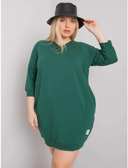 Tmavě zelené plus size šaty s kapsami Tmavě zelené plus size šaty s kapsami