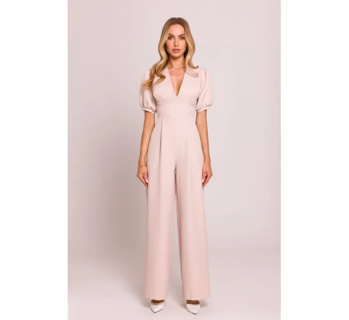 model 20970728 Kombinéza s puff rukávy světle béžová - Moe