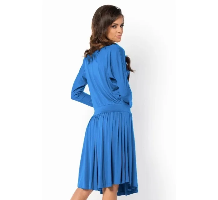 Letné šaty dámske vo voľnom strihu značkovej stredne dlhé modré - Modrá - Makadamové Letné šaty dámske vo voľnom strihu značkovej stredne dlhé modré - Modrá - Makadamové