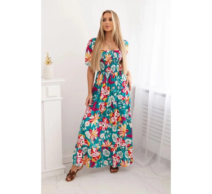 Viskózové šaty s volánovým výstrihom 29476 zelené - Kesi Viskózové šaty s volánovým výstrihom 29476 zelené - Kesi