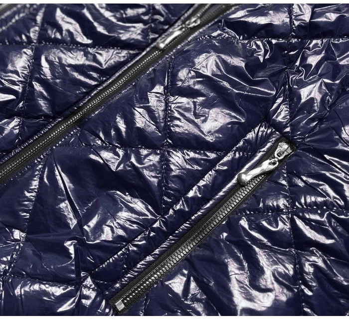 Tmavomodrá lesklá dámska bunda (BR9756-3)