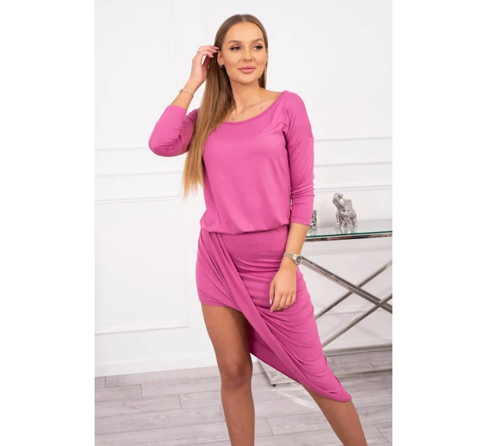 Asymetrické šaty, 3/4 rukávy, růžové Asymetrické šaty, 3/4 rukávy, růžové