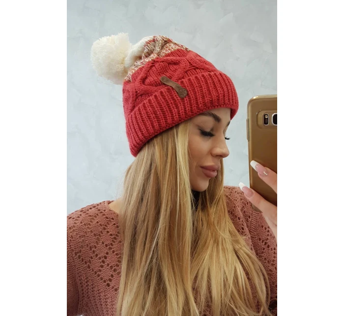 Fleecová čiapka Alice K248 malpberry+ecru Fleecová čiapka Alice K248 malpberry+ecru