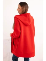 Zateplená dámská mikina s kapucí a zipem červená Zateplená dámská mikina s kapucí a zipem červená