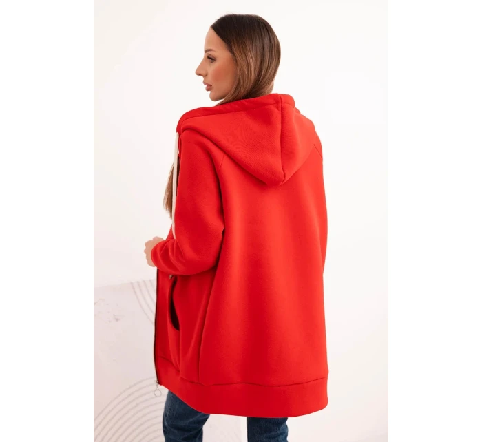 Zateplená dámská mikina s kapucí a zipem červená Zateplená dámská mikina s kapucí a zipem červená