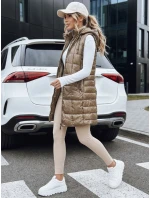 Dámská prošívaná vesta s kapucí zlatá Dstreet model 21993322 - FashionStreet
