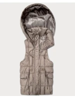 Dámska páperová bunda bez rukávov s kapucňou Goodlookin beige (B8600-12)