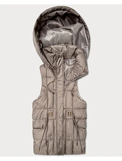 bezrękawnik damski z kapturem Goodlookin beżowy model 22037940 - S'WEST