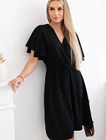 Šaty s vrstveným výstrihom čierne