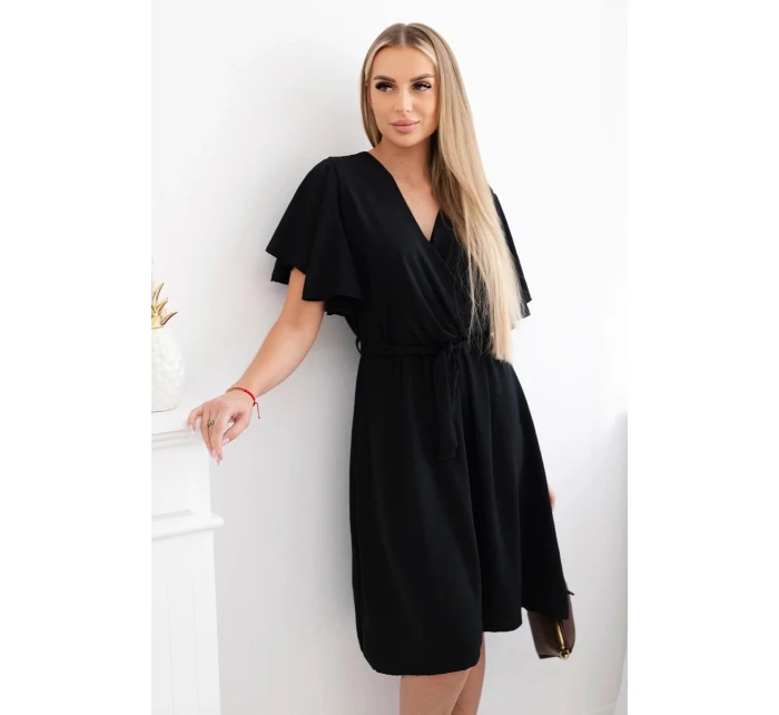 Šaty s vrstveným výstrihom čierne Šaty s vrstveným výstrihom čierne