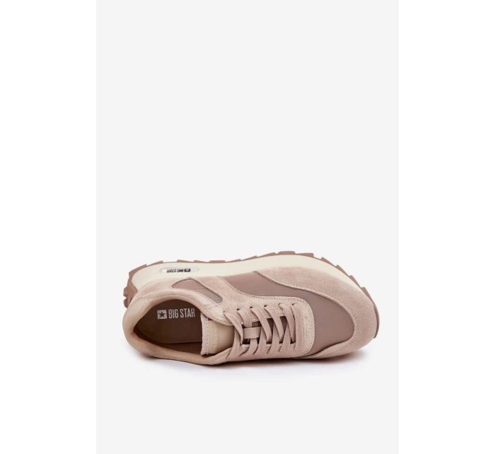 Zamszowe Sneakersy Na Platformie Damskie Big Star RR274897 HI-POLY SYSTEM Beżowe Zamszowe Sneakersy Na Platformie Damskie Big Star RR274897 HI-POLY SYSTEM Beżowe
