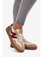 Sneakersy Damskie Niskie Eko Skórzane Beżowe Givelle