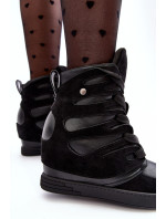 Kožené členkové topánky na klin, čierne Amria