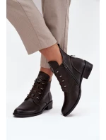 Dámske členkové topánky na nízkom podpätku so zipsom s ozdobou - hnedé Nevalia Dámske členkové topánky na nízkom podpätku so zipsom s ozdobou - hnedé Nevalia