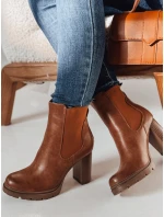 Dámské kozačky na podpatku camel Dstreet model 21982162 - FashionStreet