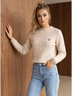 Sweter damski z beżowy model 22554759 - FashionStreet Sweter damski z beżowy model 22554759 - FashionStreet