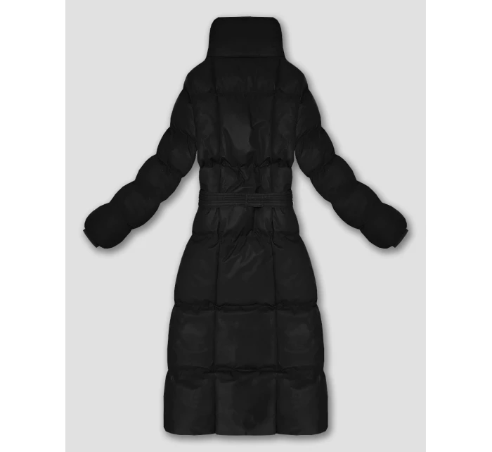 Černá dlouhá dámská zimní bunda s páskem model 21483411 - J.STYLE Černá dlouhá dámská zimní bunda s páskem model 21483411 - J.STYLE