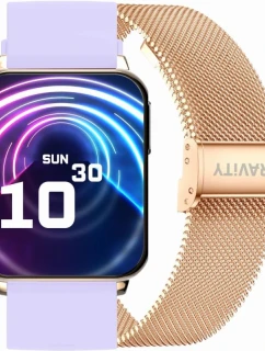 Inteligentné hodinky Gravity Rose Gold Purple 2 Stripes GT17-3