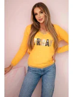 Dámská mikina s flitrovým nápisem hořčice