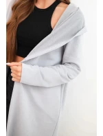 Dámska bavlnená mikina s kapucňou a predĺženou prednou časťou sivá