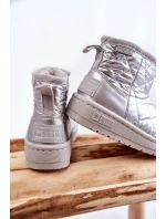 Dziecięce Ocieplane Botki Śniegowce Big Star KK374241 Srebrne Dziecięce Ocieplane Botki Śniegowce Big Star KK374241 Srebrne