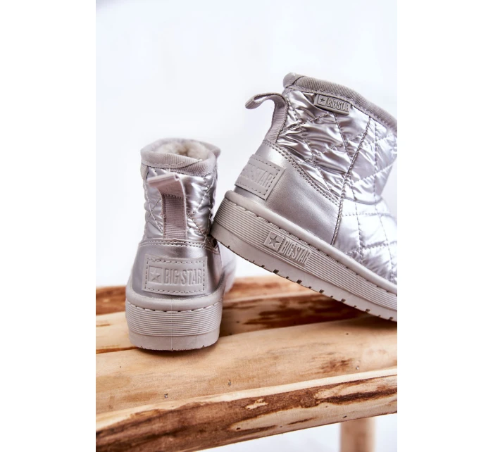Dziecięce Ocieplane Botki Śniegowce Big Star KK374241 Srebrne Dziecięce Ocieplane Botki Śniegowce Big Star KK374241 Srebrne