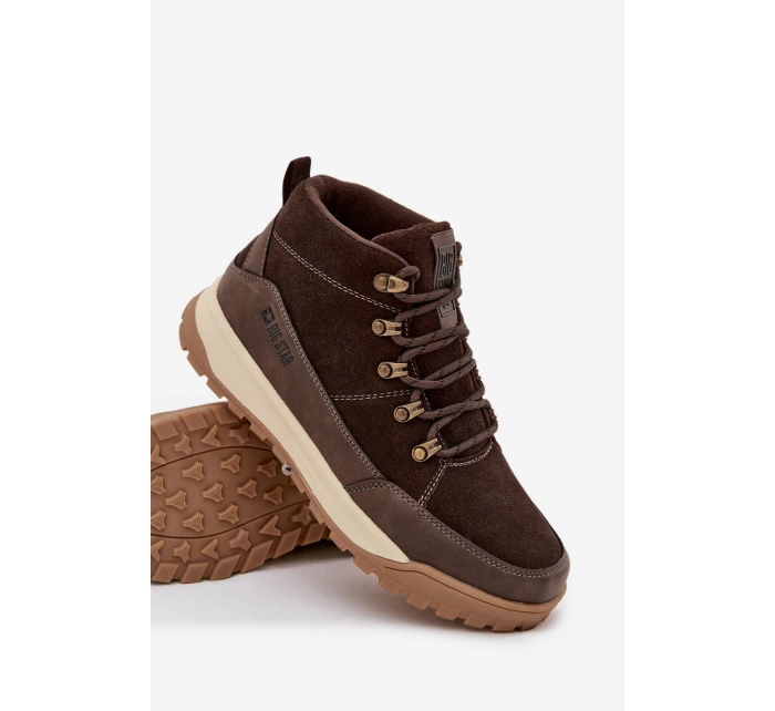 Zamszowe Buty Trekkingowe Męskie Big Star SS174263 Brązowe