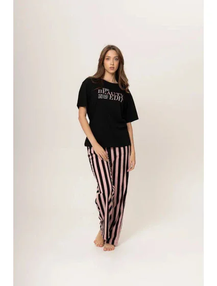 Dámske pyžamo 160/073 čierne s potlačou - Karol