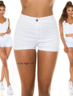 Dámske džínsové krátke kraťasy S385-1A Biela - In-style Fashion