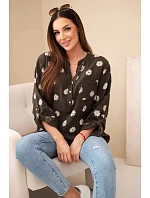 Dámská květinová blůza model 22045083 hnědá - Kesi