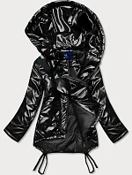 Dámska krátka zimná bunda s obličkou čierna (omdl-018)