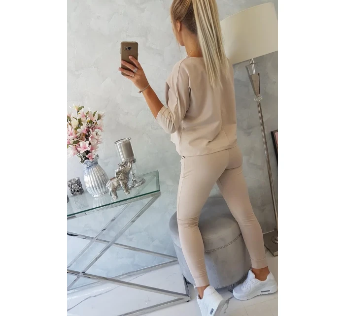 Súprava s potlačou Queen béžová