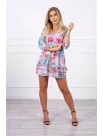 Kvetinové šaty s viazaním v páse vo fialovej farbe Kvetinové šaty s viazaním v páse vo fialovej farbe