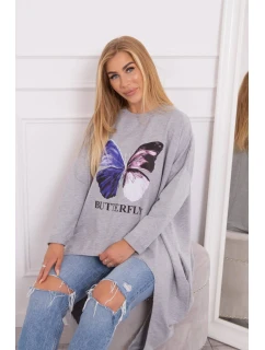 Blúzka oversize s potlačou šedá