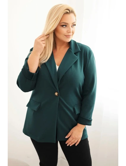 Dámská viskózová sako Plus Size s dlouhým rukávem a límcem mořská Dámská viskózová sako Plus Size s dlouhým rukávem a límcem mořská