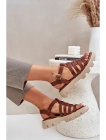 Kožené Dámské Sandály Zazoo model 21682166 Hnědé - Boto Kožené Dámské Sandály Zazoo model 21682166 Hnědé - Boto