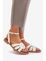 Kožené Dámské Sandály Na Plochém Podpatku Zazoo model 21682231 Ecru - Boto Kožené Dámské Sandály Na Plochém Podpatku Zazoo model 21682231 Ecru - Boto