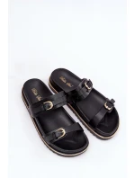 Dámské Klapky Hladké Na Platformě S A Přezkami Černé model 21687650 - Boto Dámské Klapky Hladké Na Platformě S A Přezkami Černé model 21687650 - Boto