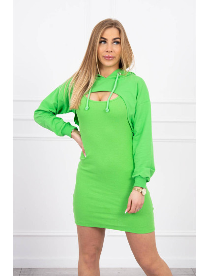 Šaty s kapucňou zelené neónové