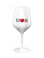 YOU AND ME - biely nerozbitný pohár na víno 470 ml