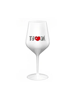 YOU AND ME - biely nerozbitný pohár na víno 470 ml