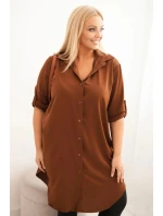 Dámská košilové šaty hnědé - Kesi